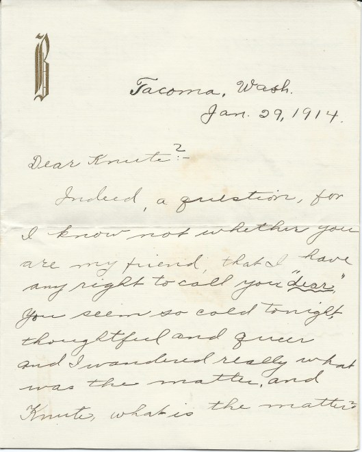 Letter from Ella to Knute Jan. 29, 1914